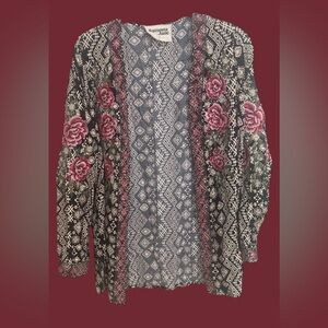 Savanna Jane Long Sleeve Kimono with Floral Embroidery